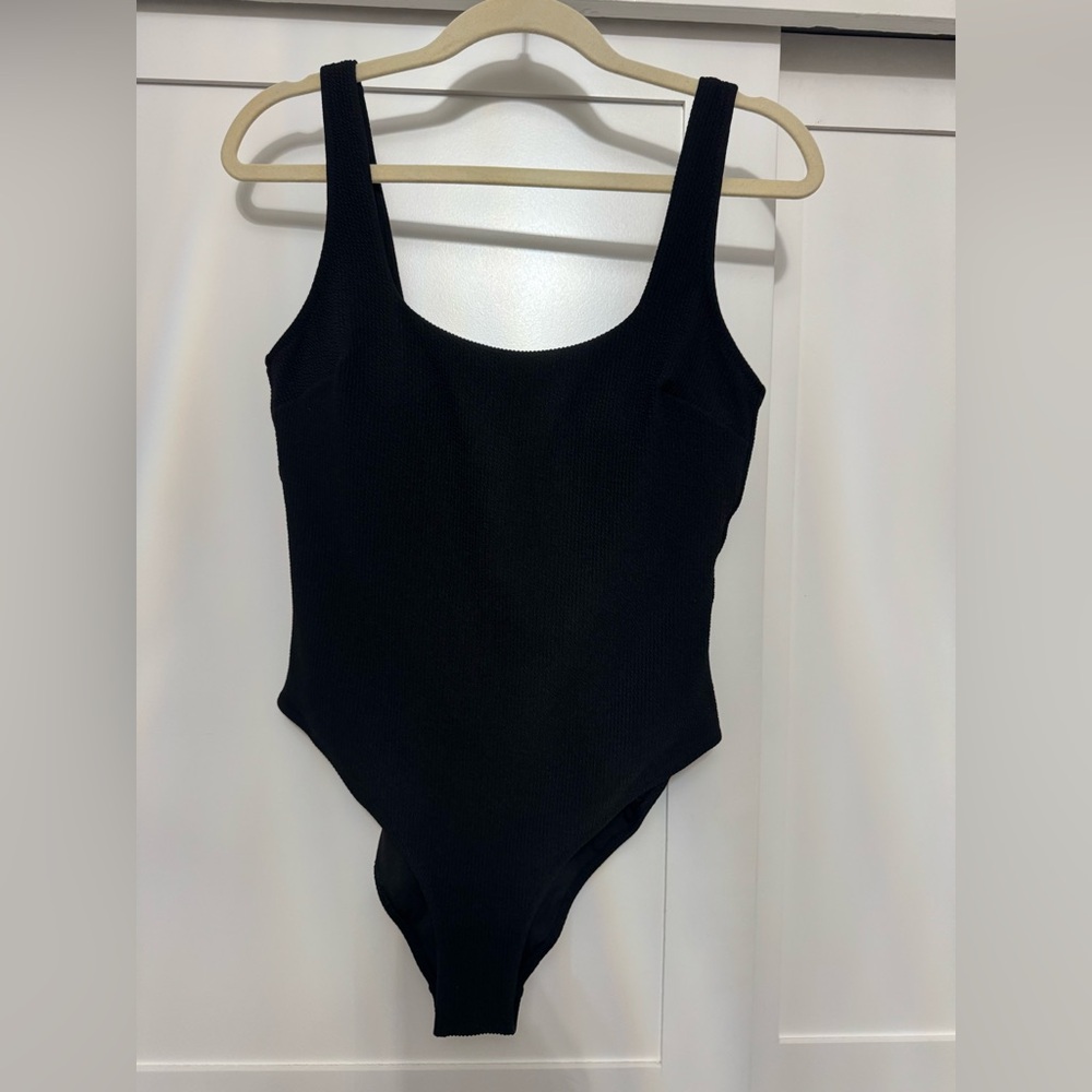 H&M Black Textured Swimsuit